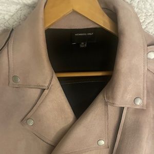 Light pink suede moto jacket
